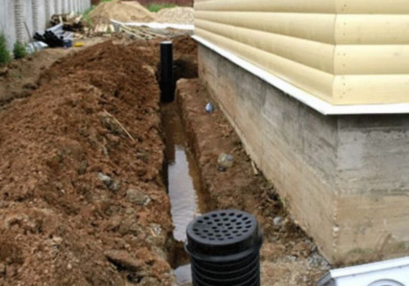 water drainage being constructed